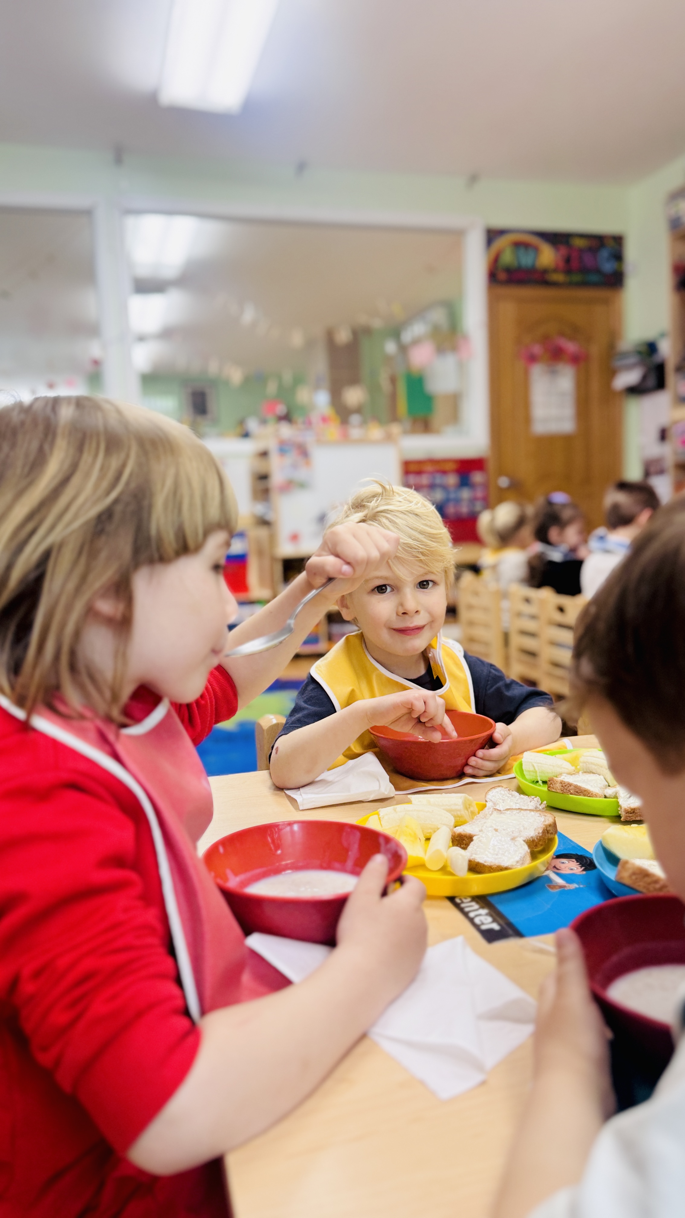 Children enjoying meal together