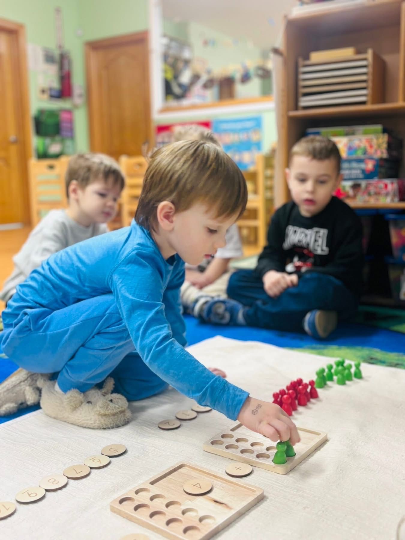 Boy working on math activities